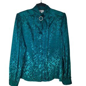 Vintage Laura And Jayne Green Satin Blouse